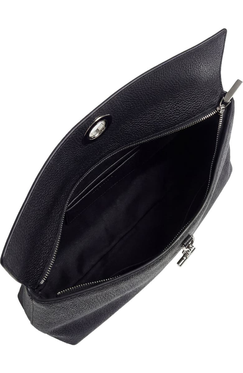 Veronica Beard Anchor Leather Clutch, Alternate, color, Black