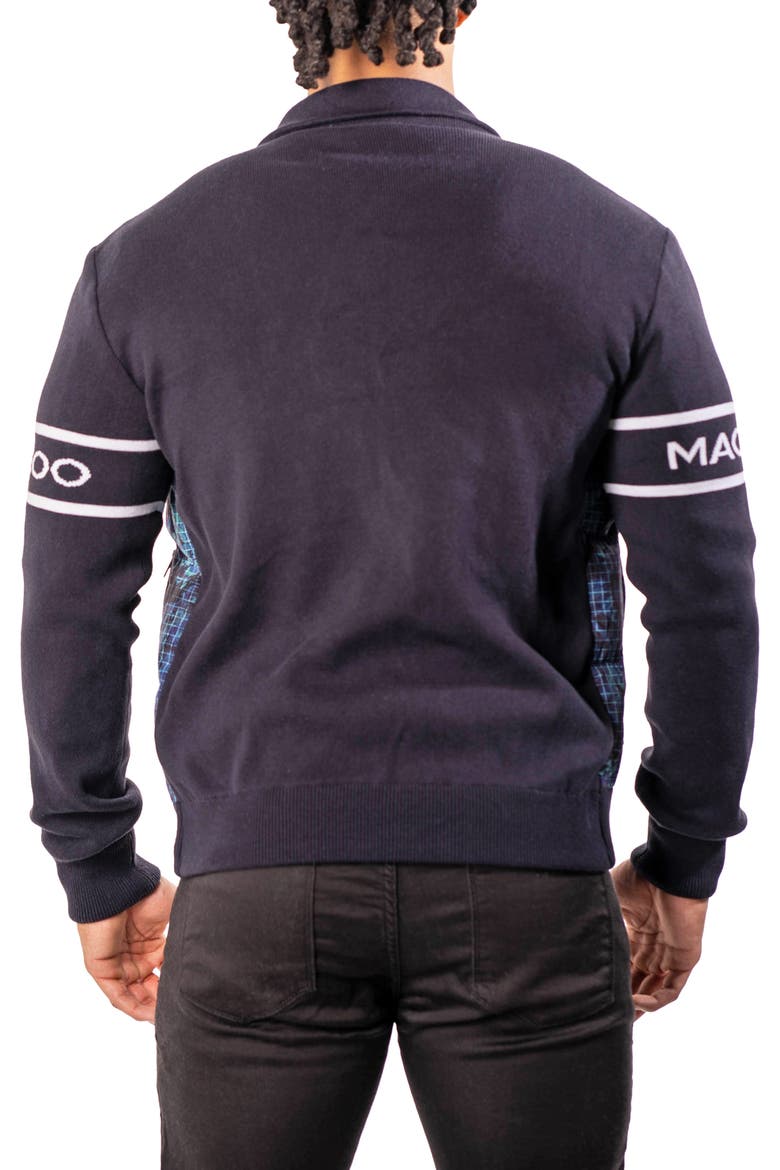 Oceanography Mixed Media Insulated Bomber Jacket, Alternate, color, BLUE