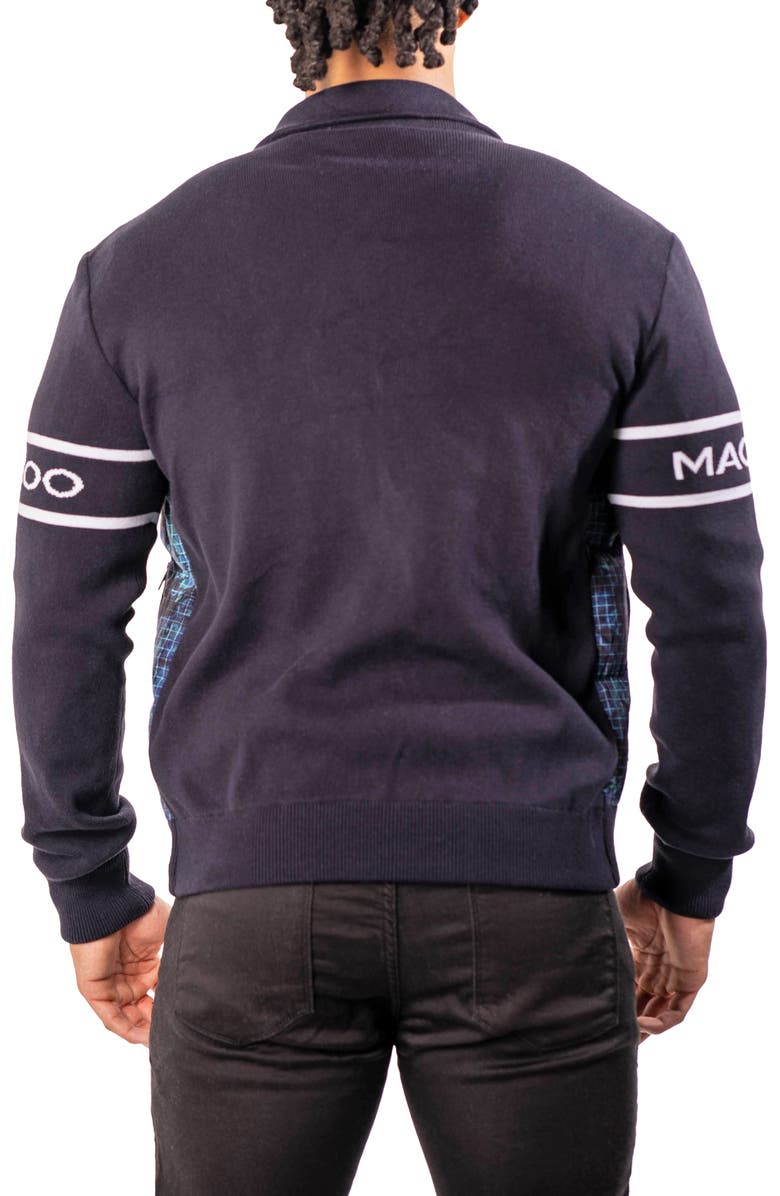 Maceoo Oceanography Mixed Media Insulated Bomber Jacket, Alternate, color, Blue