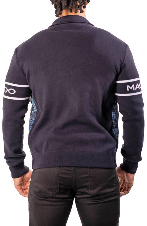 Maceoo Oceanography Mixed Media Insulated Bomber Jacket In Blue