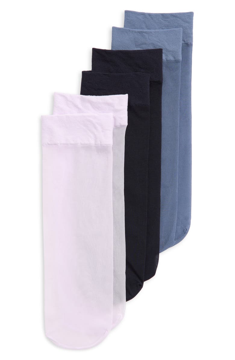 Nordstrom 3-Pack Everyday Sheer Ankle Socks, Main, color, Purple- Navy- Blue