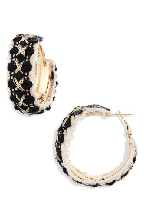 Tweed Hoop Earrings