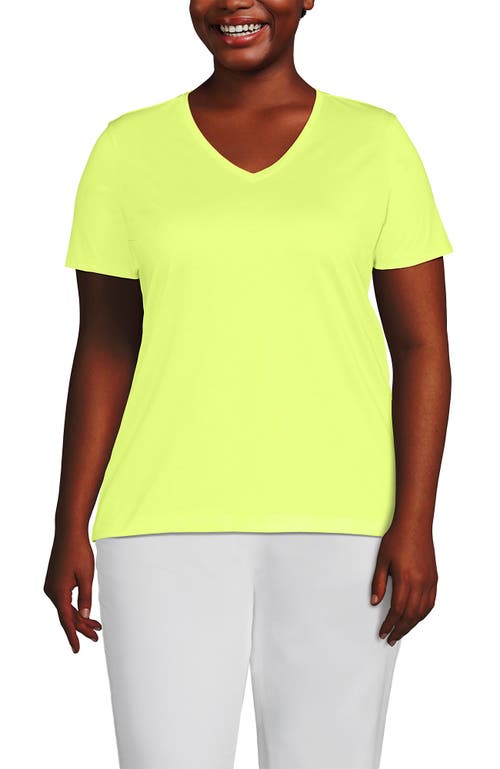 Lands' End Plus Size Relaxed Supima Cotton V-neck T-shirt In Soft Limoncello Yellow