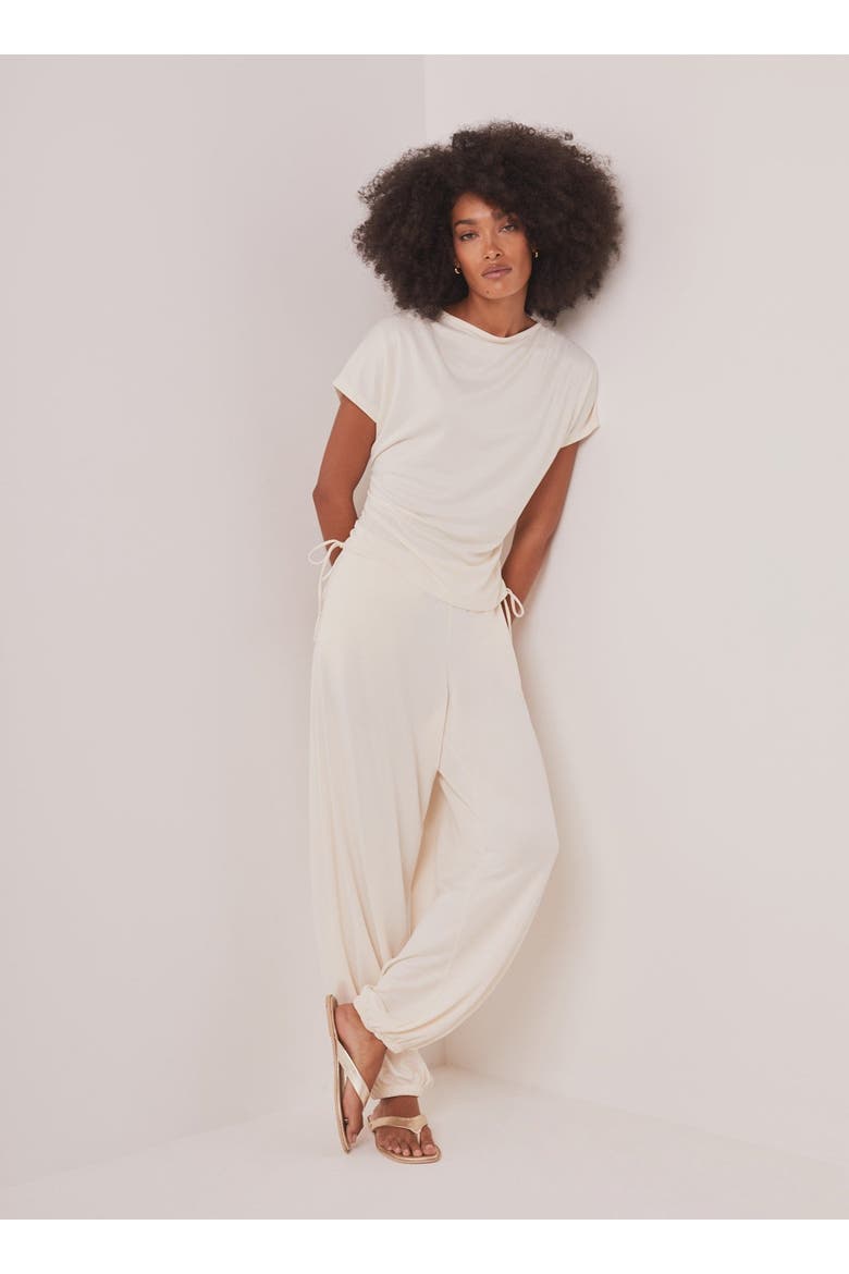 Jersey Ruched Tie Detail Top, Alternate, color, Ivory