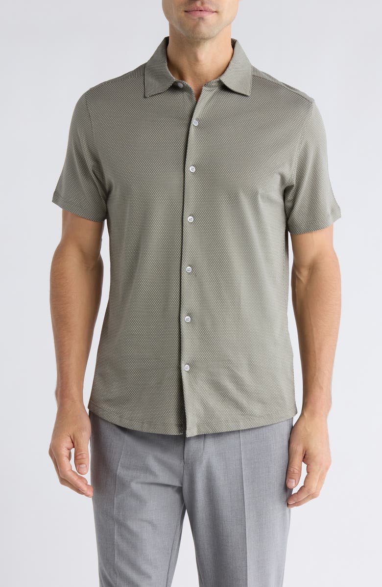 Robert Barakett Orlando Short Sleeve Button-Up Shirt, Main, color, Olive