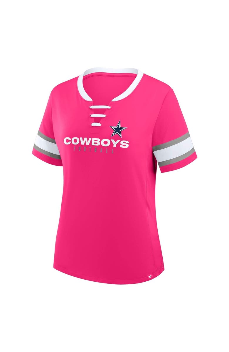 FANATICS Women's Fanatics Pink Dallas Cowboys Redzone Draw Play Athena Lace-Up T-Shirt, Alternate, color, Pink