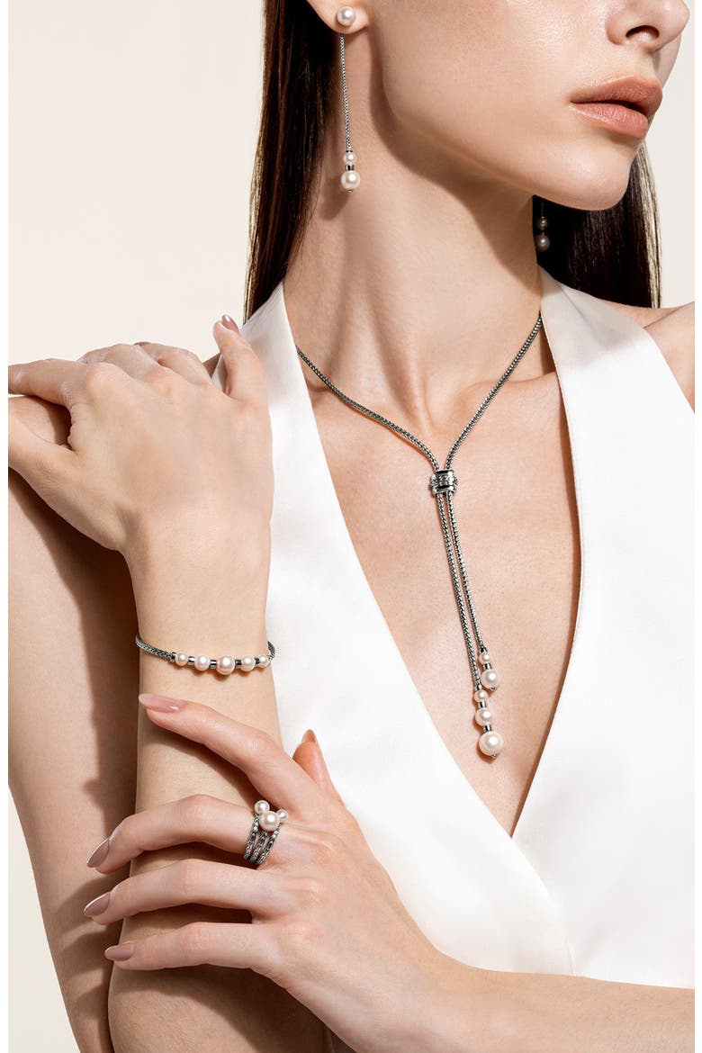 JH Essentials Pearl Front/Back Earrings, Alternate, color, SILVER/ PEARL