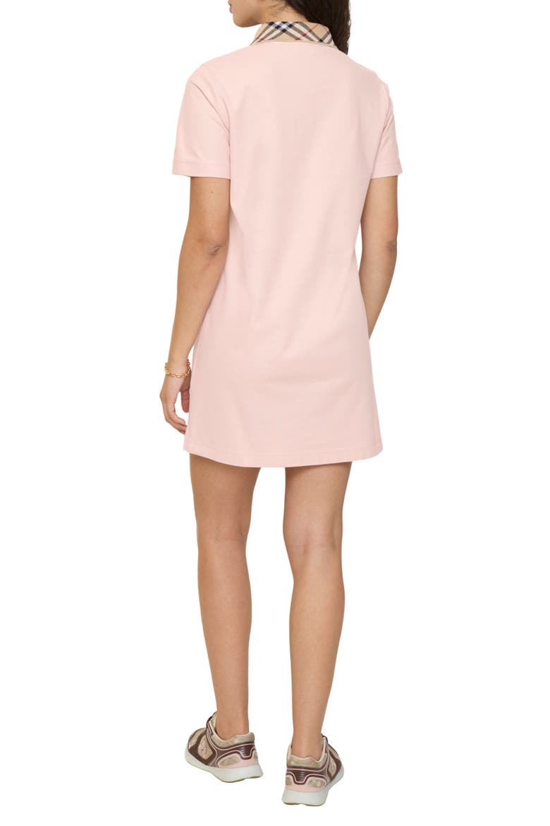 Iris Check Collar Cotton Piqué Polo Shirtdress, Alternate, color, POSY PINK