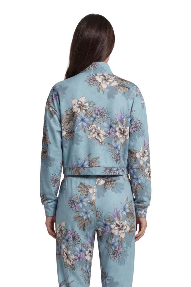 Exotic Floral Womens Cropped Zip Jacket, Alternate, color, EXOTIC FLORAL TEAL