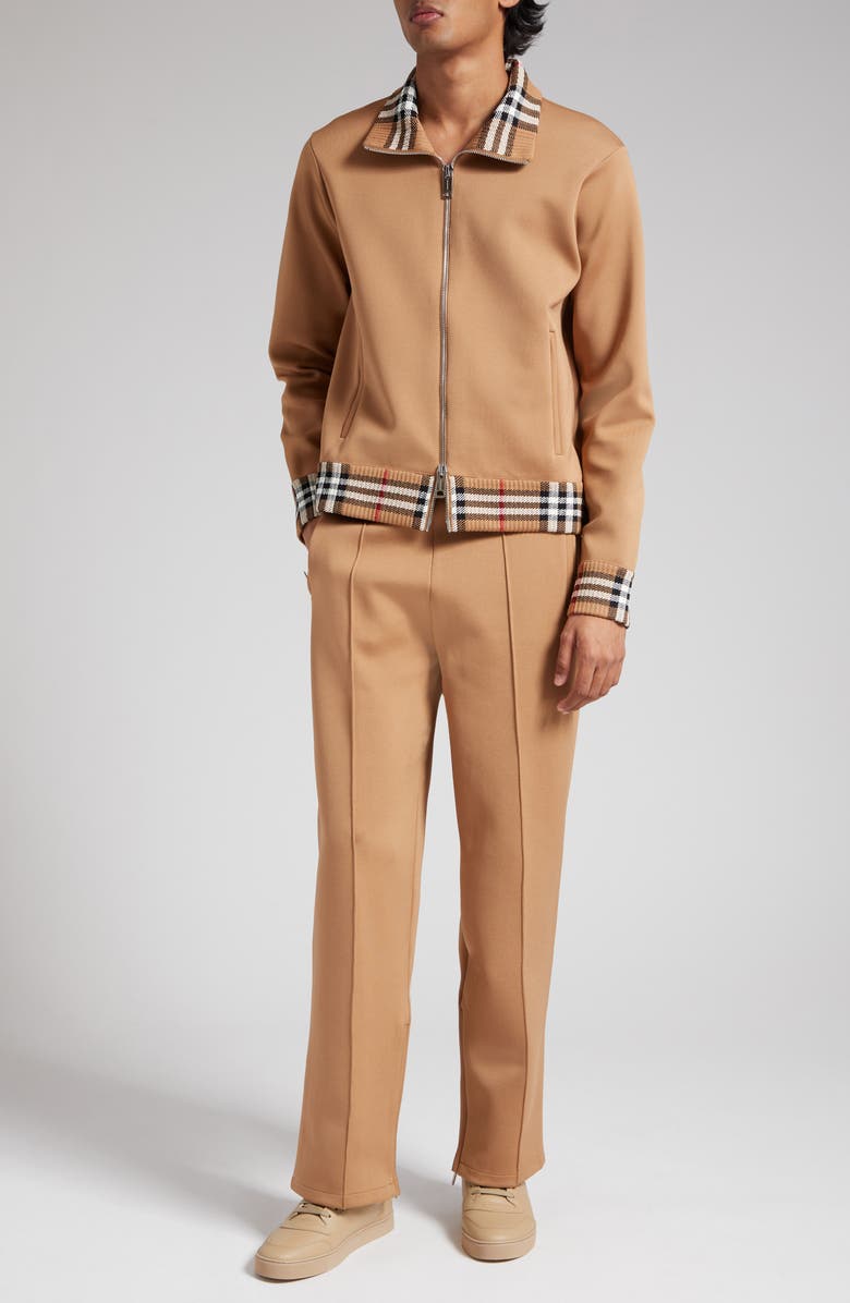 Burberry Check Trim Track Jacket, Alternate, color, 