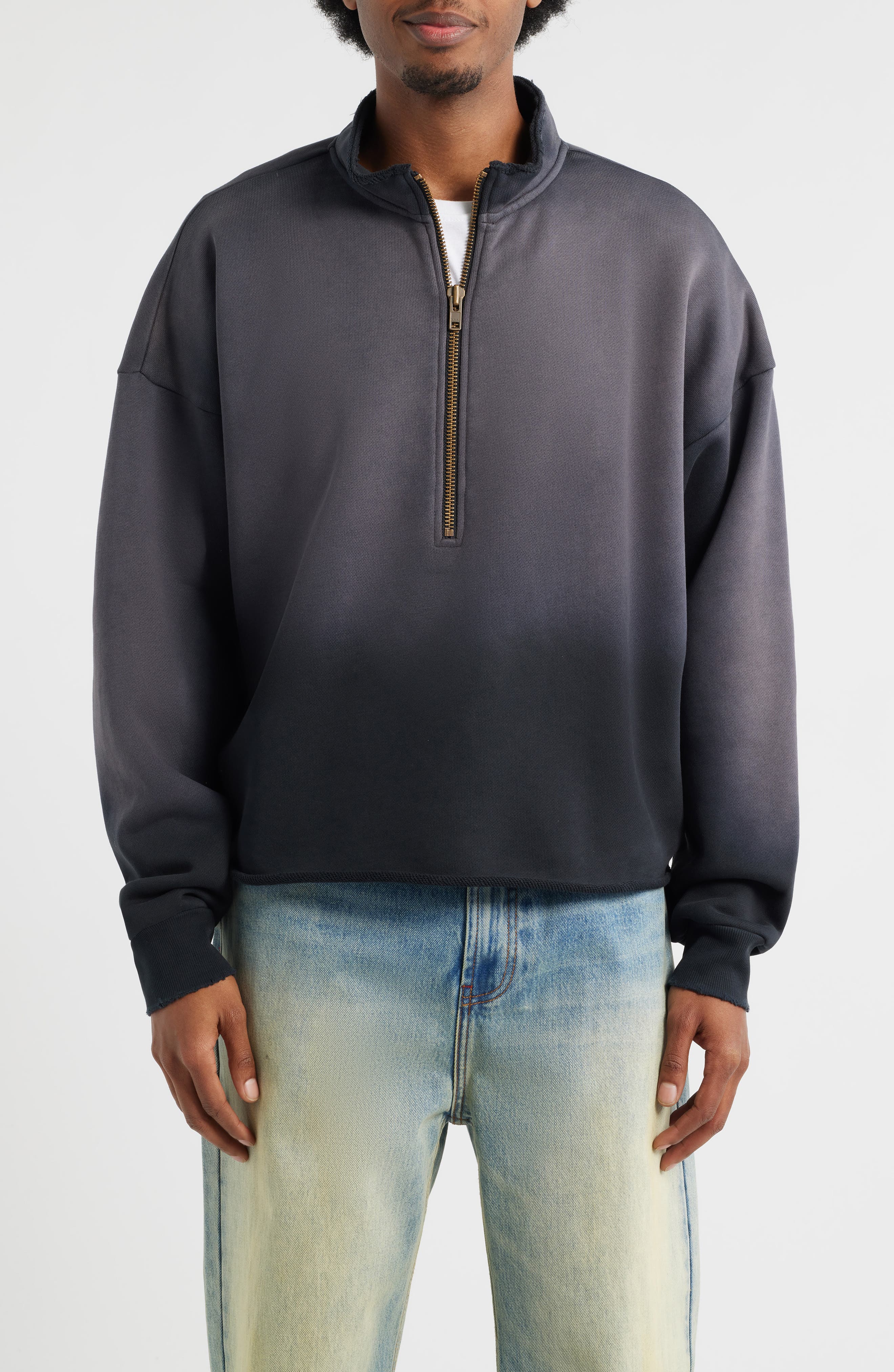 Elwood Oversize Raw Edge Quarter Zip Pullover (Men) | Nordstrom