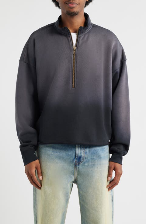 Oversize Raw Edge Quarter Zip Pullover