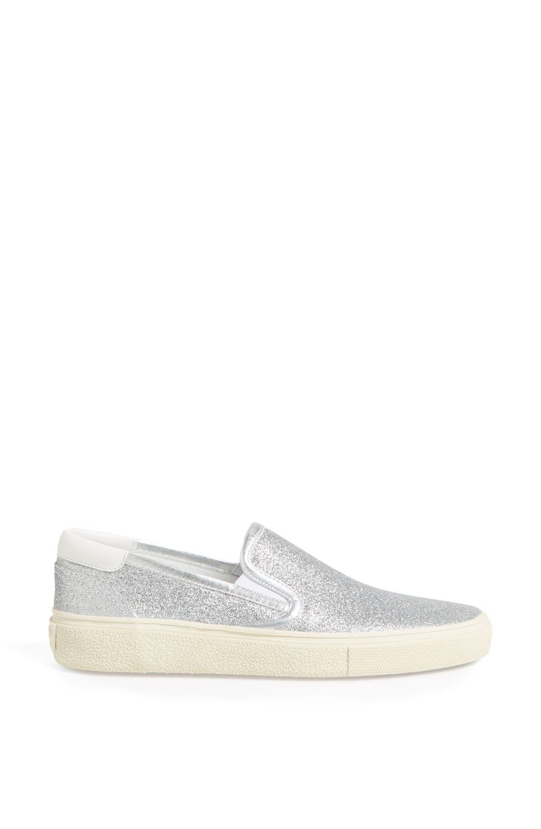 'Skate 20' Glitter Slip-On Sneaker, Alternate, color, SILVER