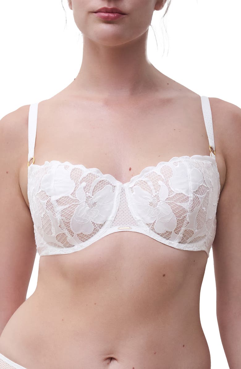 Chantelle Lingerie Fleurs Underwire Signature Demi Bra, Main, color, Satin Milk