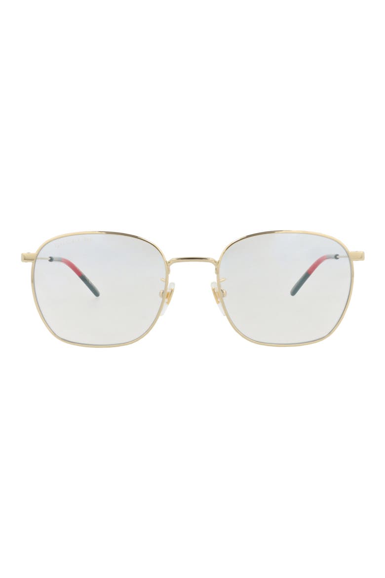 GG0681S 56mm Clear Square Sunglasses, Main, color, GOLD GOLD TRANSPARENT