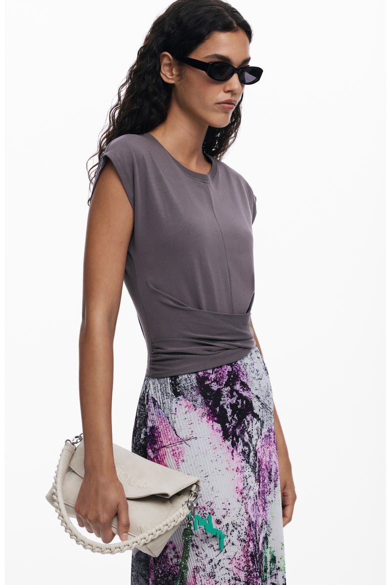 Short Sleeve A-Line Dress, Alternate, color, NEUTRAL GRAY