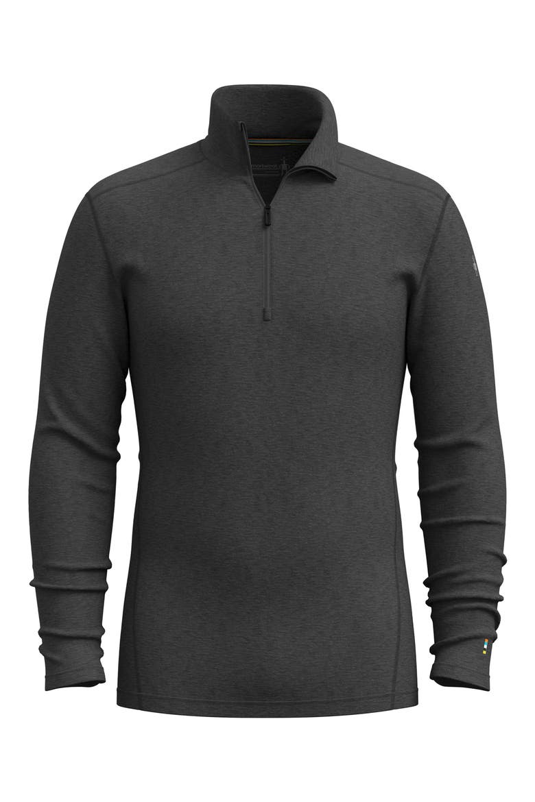 Classic Thermal Merino Base Layer Quarter Zip Pullover, Alternate, color, CHARCOAL HEATHER