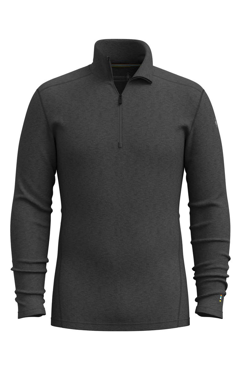 Smartwool Classic Thermal Merino Base Layer Quarter Zip Pullover, Alternate, color, Charcoal Heather