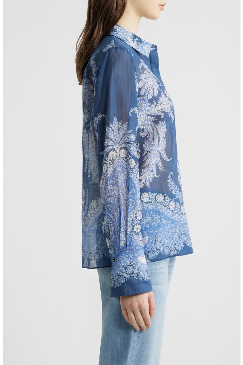 Paloma Print Cotton & Silk Shirt, Alternate, color, MIDNIGHT MULTI