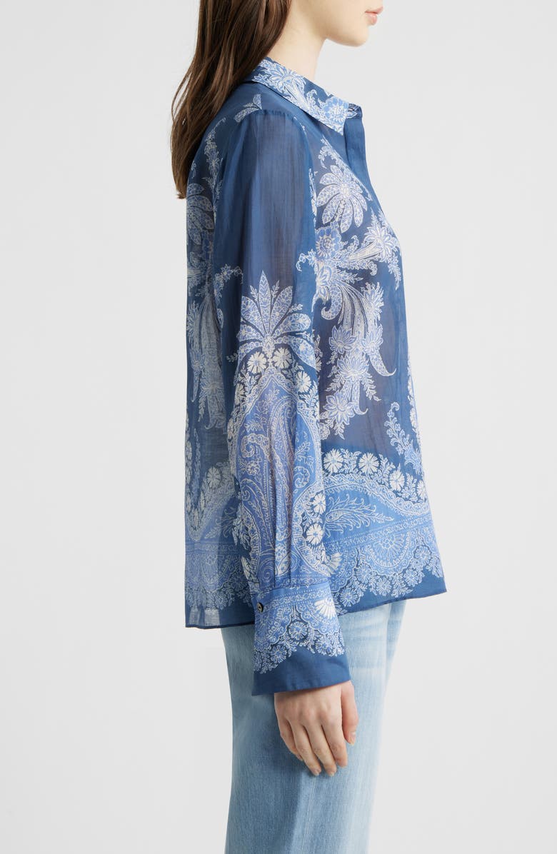 KOBI HALPERIN Paloma Print Cotton & Silk Shirt, Alternate, color, Midnight Multi