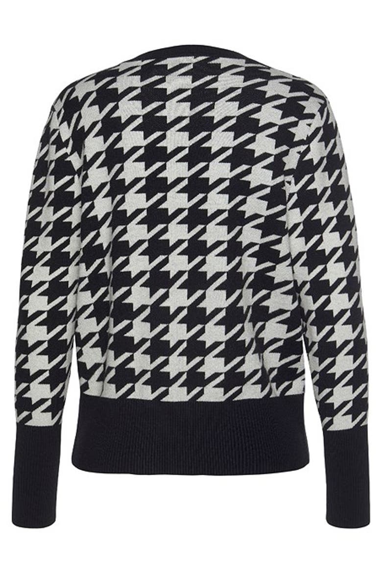 Women's Pearl Button Houndstooth Cardigan, Alternate, color, Black Patterned