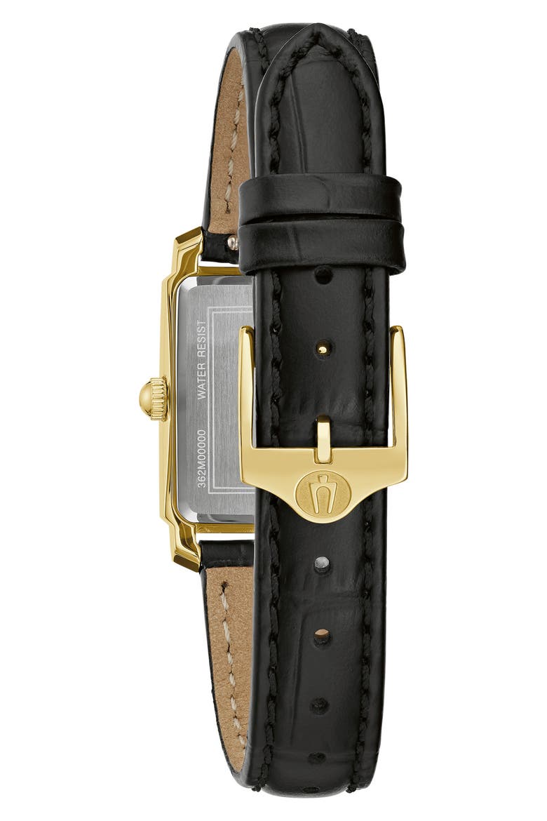Sutton Rectangular Leather Strap Watch, 21mm, Alternate, color, GOLD-TONE