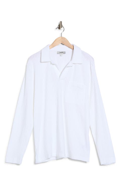 Johnny Collar Knit Seersucker Polo