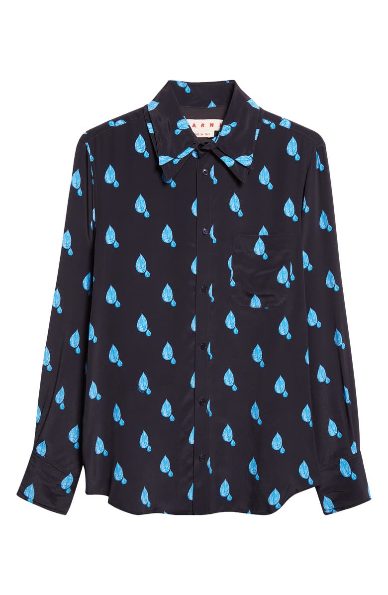 Marni Raindrop Print Button-Up Shirt, Alternate, color, Drn99 Black