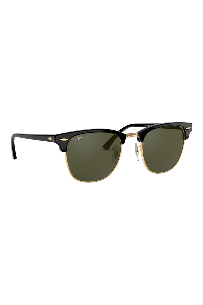 55mm Round Sunglasses, Alternate, color, BLACK