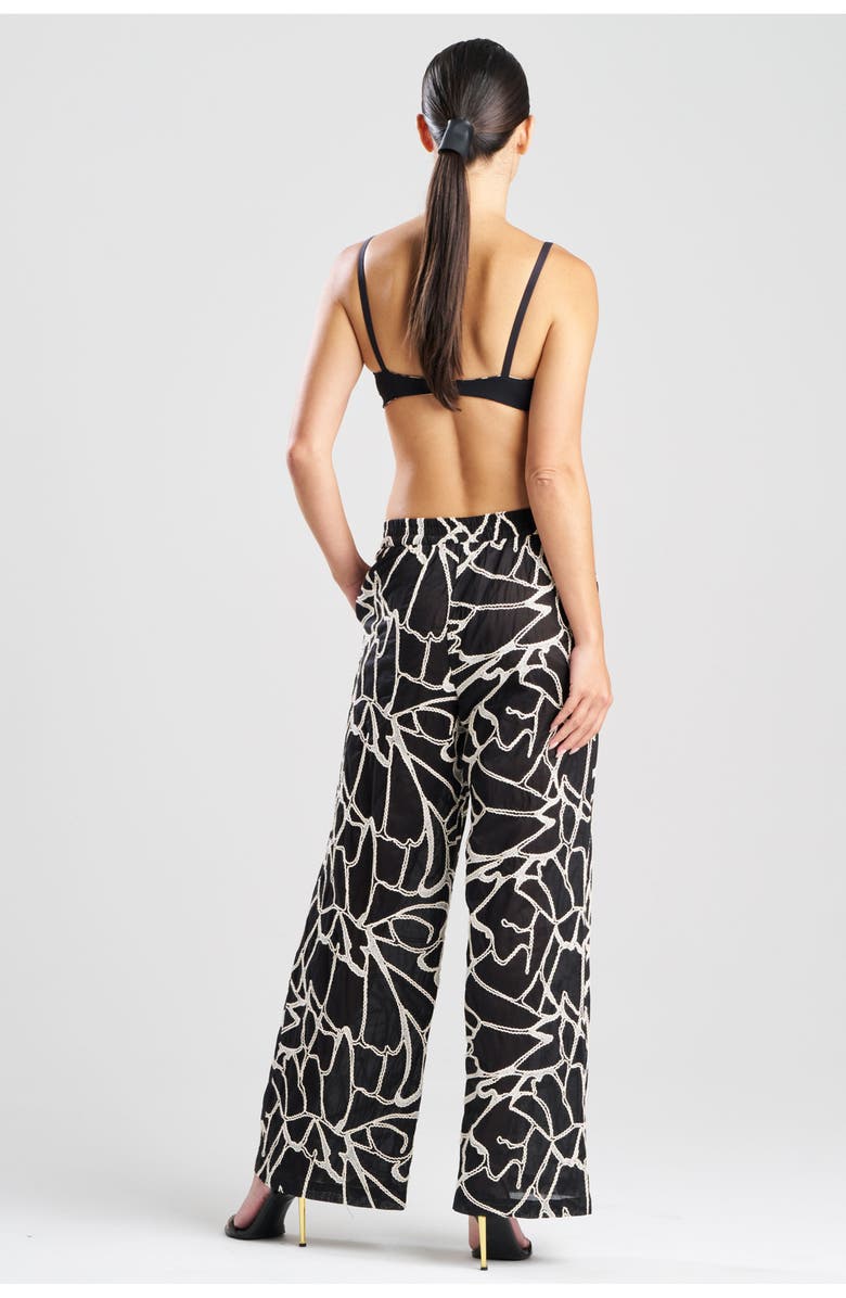 Natori Butterfly Embroidery Pants, Alternate, color, Black