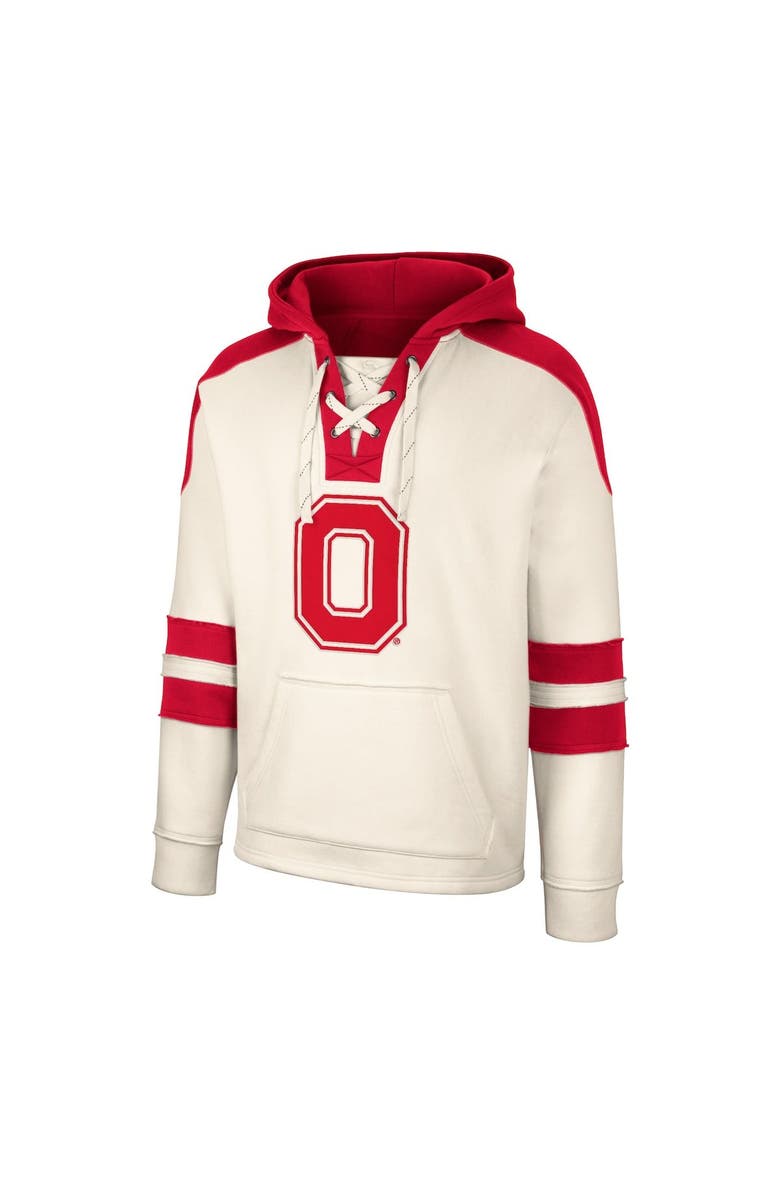 COLOSSEUM Men's Colosseum Cream Ohio State Buckeyes Lace-Up 4.0 Vintage Pullover Hoodie, Alternate, color,