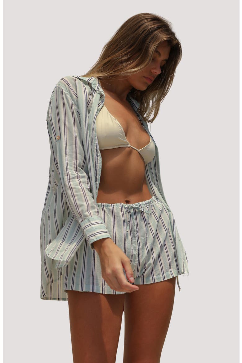 Mela Boyfriend Organic Cotton Cover-Up Shirt, Alternate, color, CAPE VERDE STRIPE