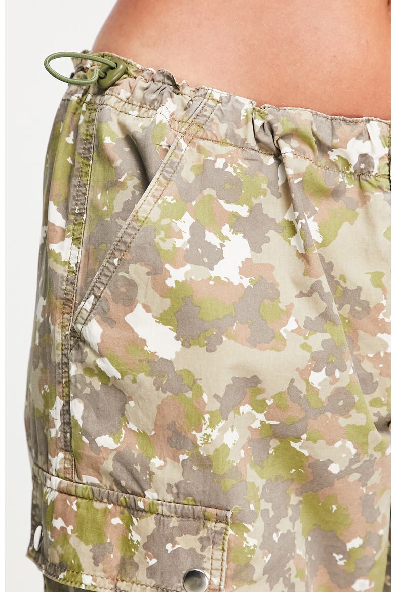 Camouflage Print Cotton Parachute Pants, Alternate, color, MULTI