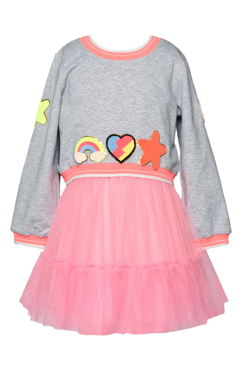 Baby Sara Kids' Twofer Patchwork Dress, Main, color, Gray Multi