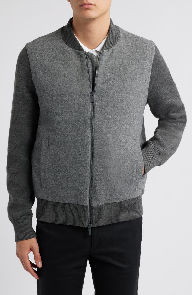 BOSS Eflano Zip-Up Crewneck Sweatshirt, Alternate, color,