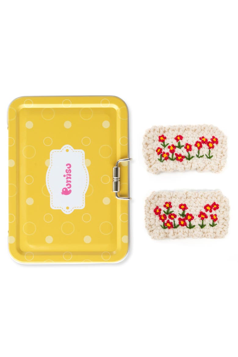 2pc Hand-Crocheted Floral Clip Set, Main, color, Cream