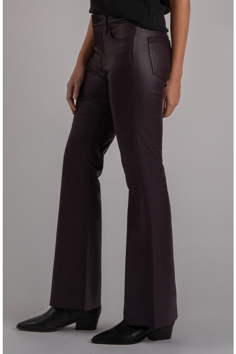 Stella Coated Raw Hem High Waist Flare Jeans, Alternate, color, SANGRIA
