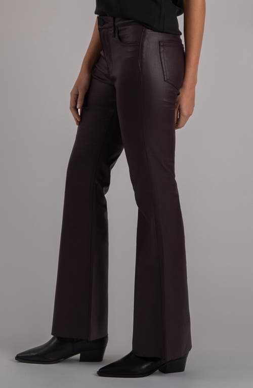 Kut From The Kloth Stella Coated Raw Hem High Waist Flare Jeans In Brown