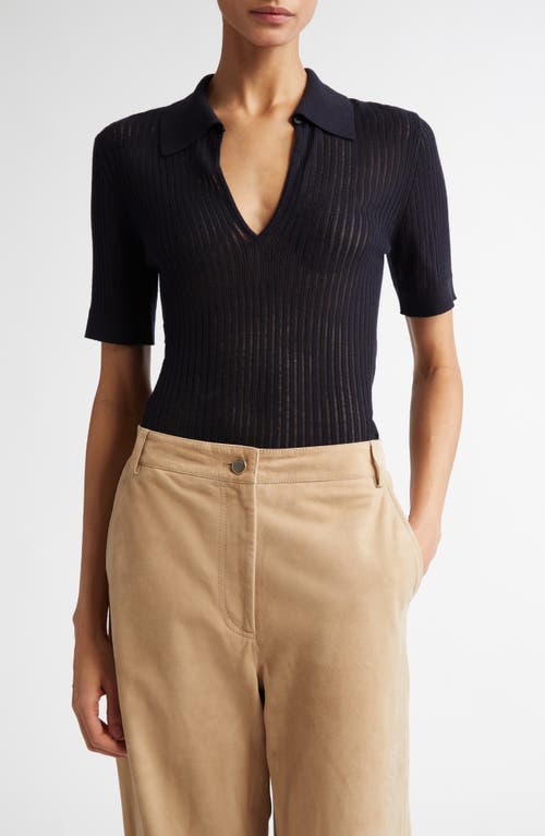 Max Mara Studio Egrege Silk & Wool Rib Sweater In Navy