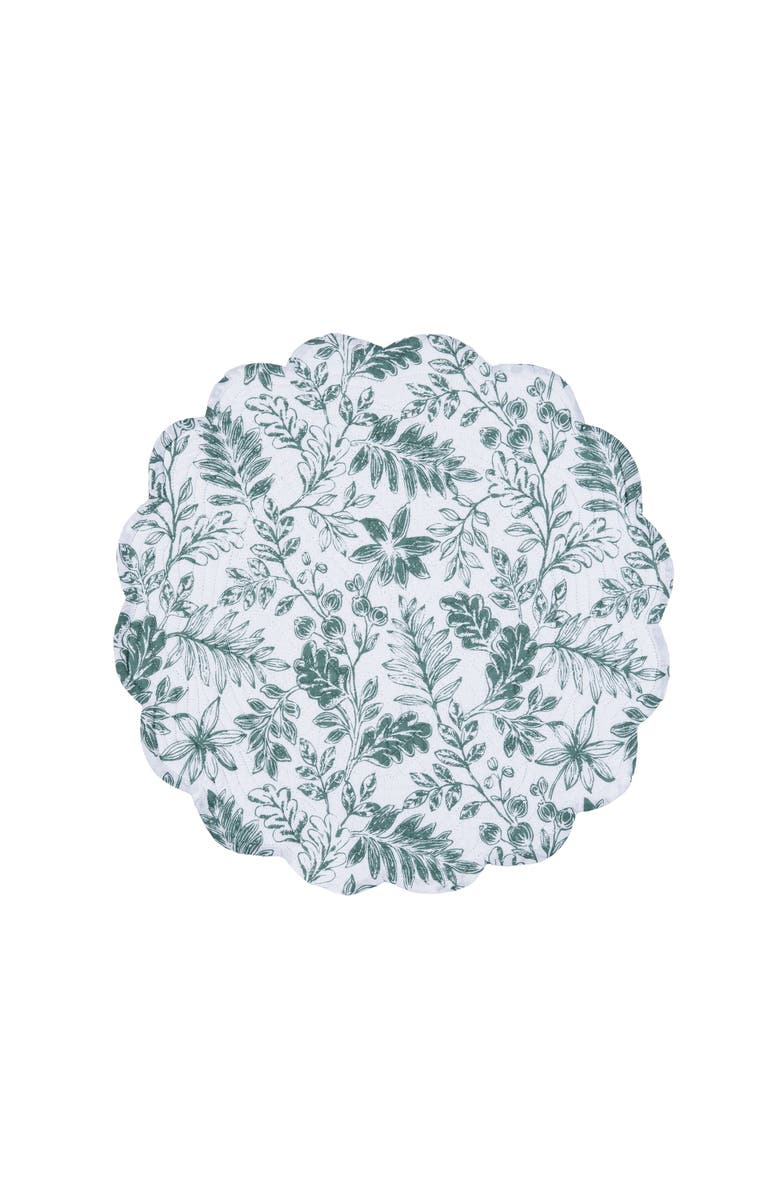 C&F Home Everview Sage Machine Wash Round Set of 6 Placemats 17", Alternate, color, Green