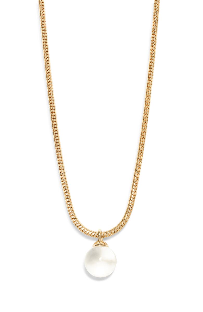 Nordstrom Orb Pendant Snake Chain Necklace, Main, color, Clear- Gold