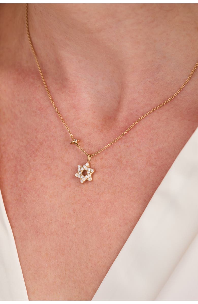 Alex and Ani Delicate Pave Star of David Pendant Necklace, Alternate, color, Gold