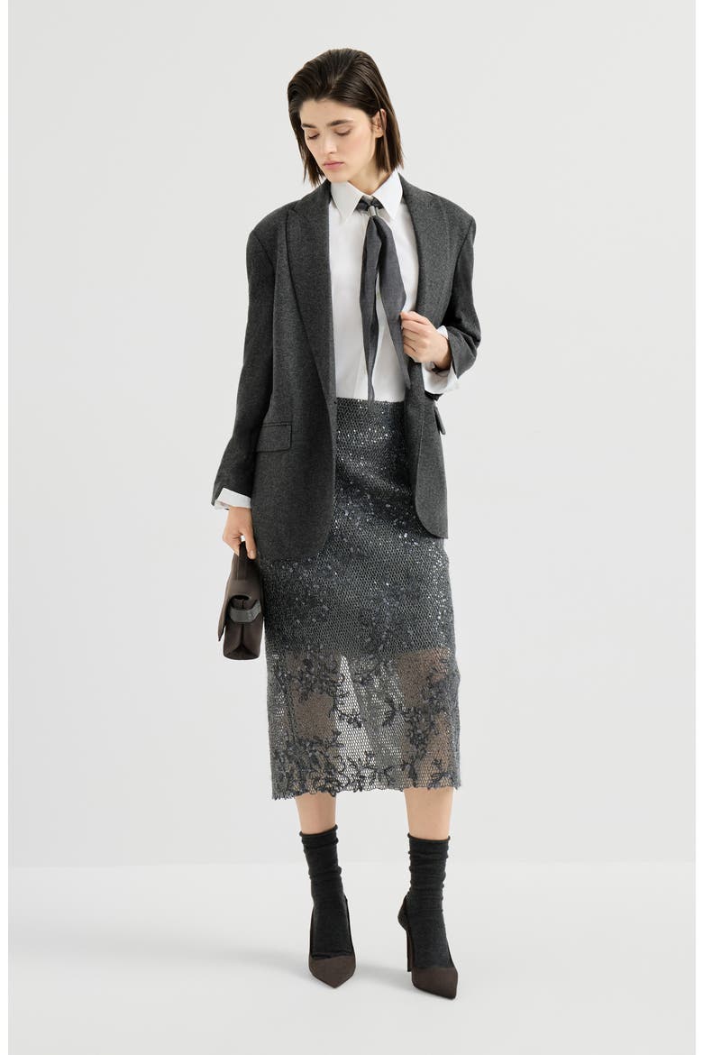 Cashmere jersey blazer with monili, Alternate, color, Anthracite