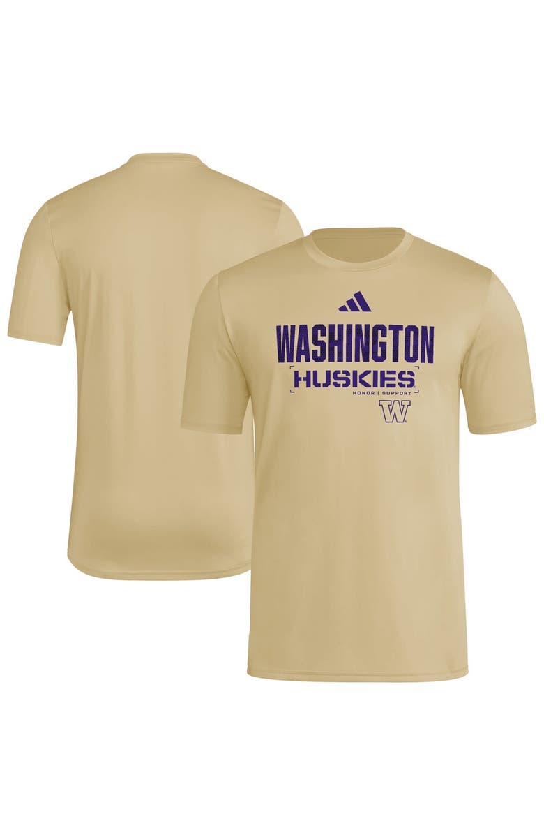 adidas Men's adidas  Natural Washington Huskies 2025 Military Appreciation Pre-Game AEROREADY T-Shirt, Main, color, Natural