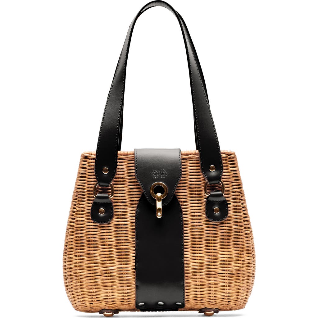 Frances Valentine Gigi Wicker & Leather Basket Bag
