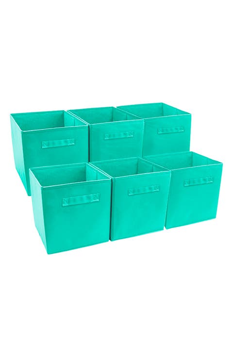 Foldable Storage Cube Basket Bin - Set of 6 - Teal