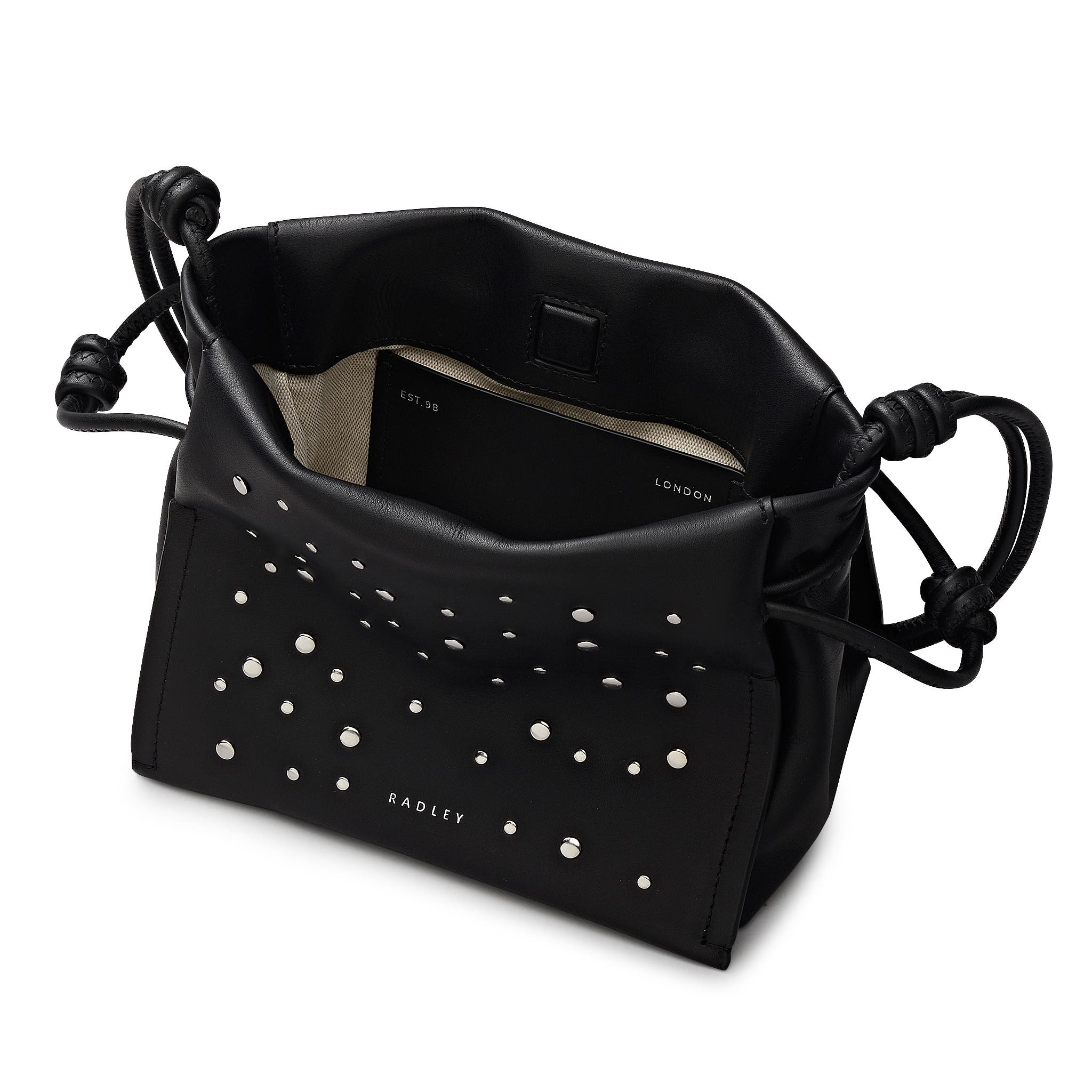 Radley The Roxburgh - Stud Small Drawstring Crossbody Bag, Alternate, color, Black