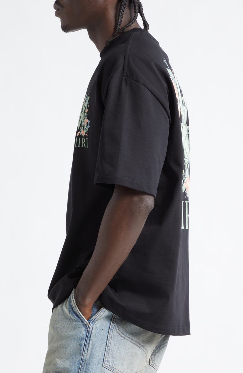 AMIRI MA Floral Oversize Graphic T-Shirt, Alternate, color, Black Archived