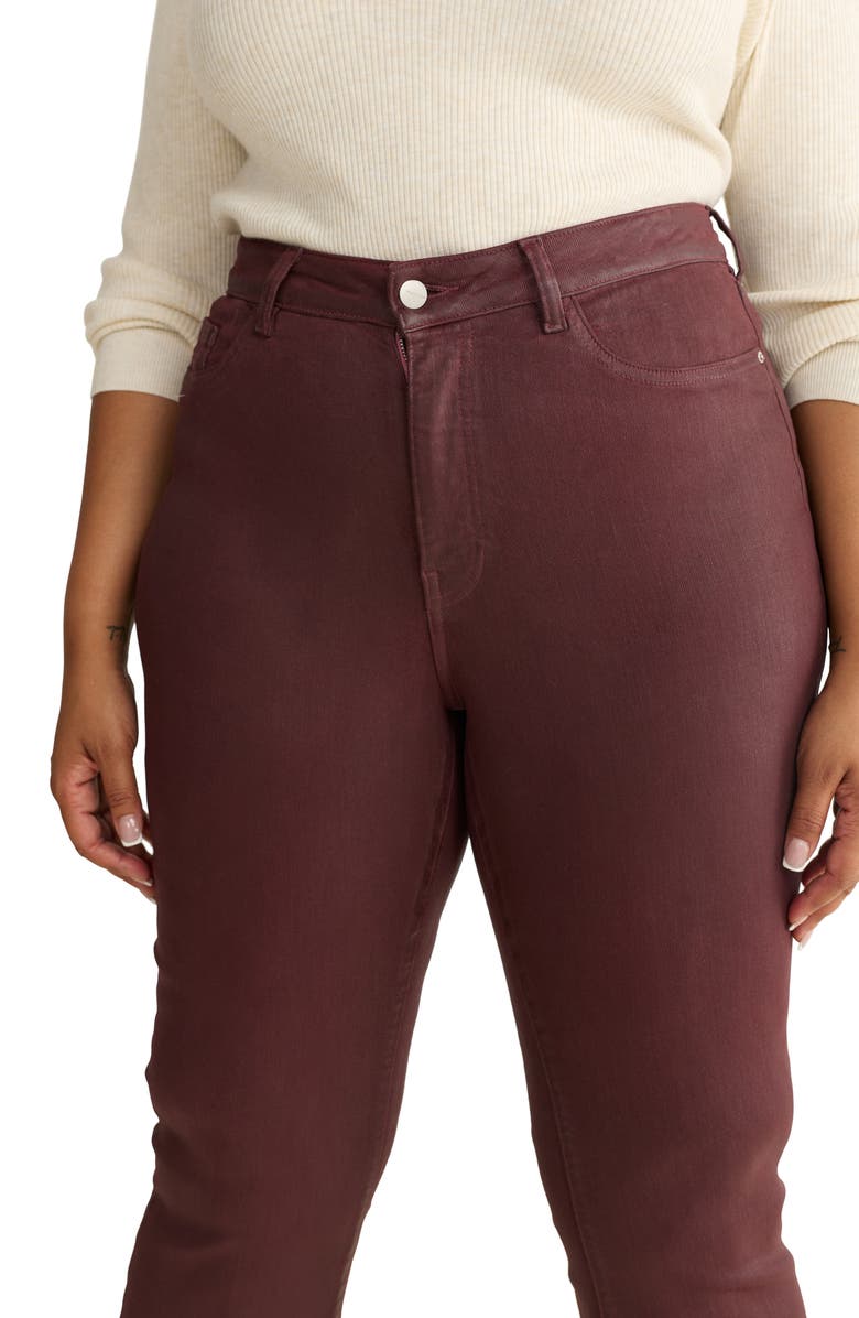 WARP+WEFT NAO Coated High Waist Bootcut Jeans, Alternate, color, Coated Oxblood