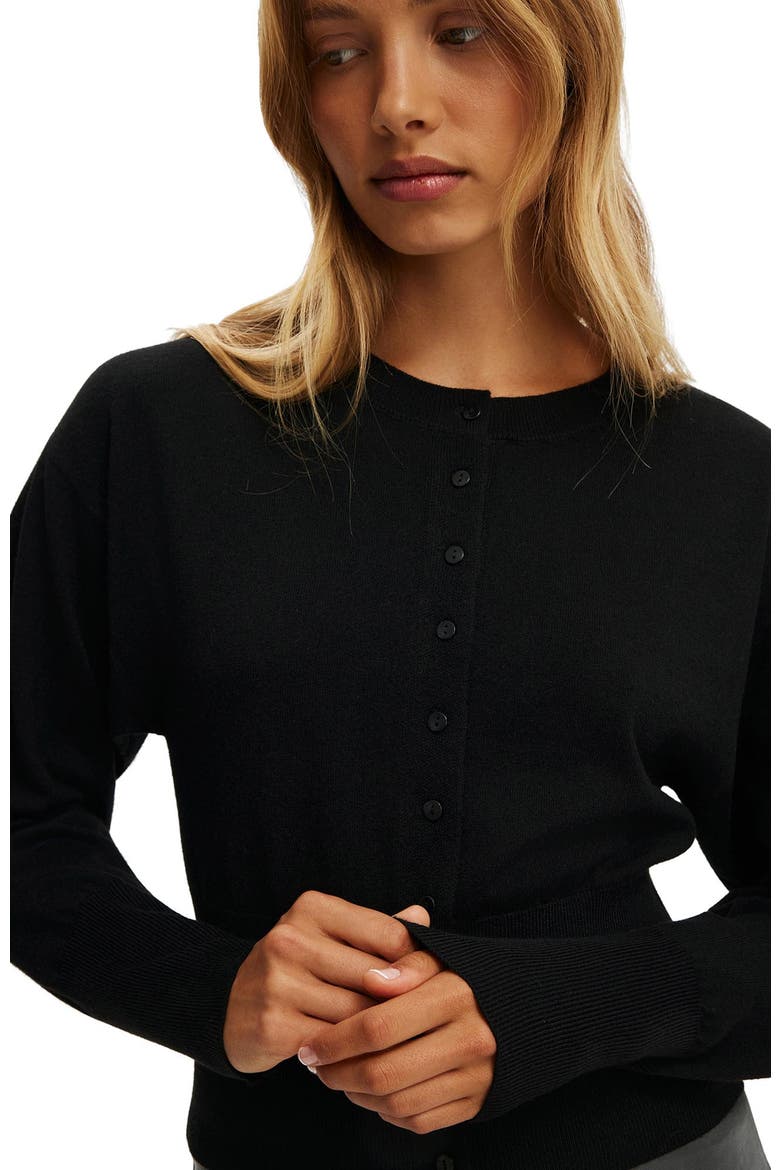 Women's Sara Button Cardigan, Alternate, color, Black